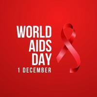 mondo AIDS giorno piccolo nastro con rosso sfondo per bandiera manifesto vettore