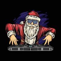 Natale Santa Claus giocando dj musica vettore