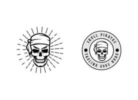 cranio pirati logo design modello vettore