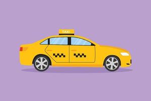 cartone animato piatto stile disegno più recente moderno Taxi auto usi un' metro, GPS, e può essere ordinato in linea. tecnologico avanza nel trasporto. veicolo nel urbano stile di vita. grafico design vettore illustrazione