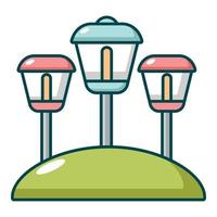 solare lampade giardino leggero icona, cartone animato stile vettore