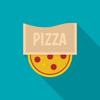 Pizza emblema per pizzeria icona, piatto stile vettore