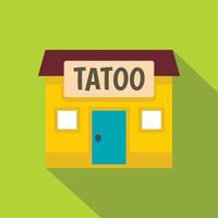 tatuaggio salone edificio icona, piatto stile vettore