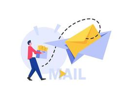 e-mail e messaggistica, e-mail marketing campagna, lavoro processi, nuovo e-mail messaggio, piatto design icona vettore illustrazione