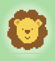 Pixel testa di leone a 8 bit. animali nelle illustrazioni vettoriali