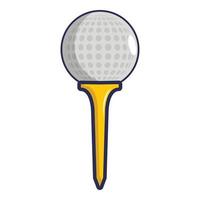 golf palla su un' giallo tee icona, cartone animato stile vettore