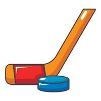 hockey bastone e disco icona, cartone animato stile vettore