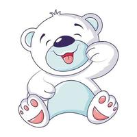 carino bianca orso icona, cartone animato stile vettore