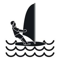uomo su windsurf icona, semplice stile vettore