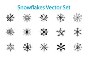 vettore geometrico impostato di quindici i fiocchi di neve su un' bianca sfondo. piatto Natale arredamento