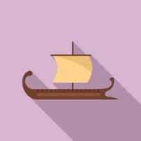 antico greco nave icona piatto vettore. trireme barca vettore