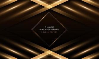 lusso buio nero sfondo strisce sovrapposizione strati con splendente d'oro linee, vettore illustrazione nero struttura