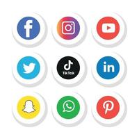 le icone dei social media impostano l'illustratore di vettore del logo