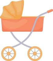 un' in stile cartone animato bambino passeggino. arancia Vintage ▾ bambino carrozza. vettore illustrazione isolato su un' bianca sfondo