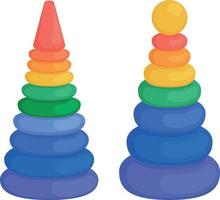 bambini S piramide. luminosa colore bambini S illustrazione con il Immagine di bambini S piramidi. un' giocattolo per il sviluppo di logica. vettore illustrazione isolato su un' bianca sfondo