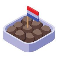 carne palle icona isometrico vettore. olandese cucina vettore