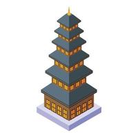 Cinese pagoda icona isometrico vettore. asiatico edificio vettore