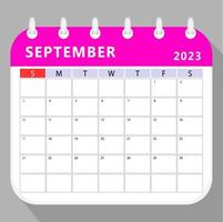 settembre 2023 calendario progettista modello. vettore design.