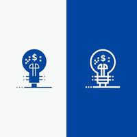 innovazione finanza finanza idea gennaio linea e glifo solido icona blu bandiera linea e glifo solido icona blu bandiera vettore