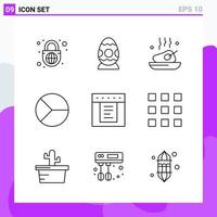impostato di 9 icone nel linea stile. creativo schema simboli per sito web design e mobile app. semplice linea icona cartello isolato su bianca sfondo. 9 icone. vettore