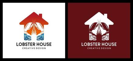 creativo aragosta Casa logo disegno, aragosta ristorante o frutti di mare ristorante logo vettore illustrazione