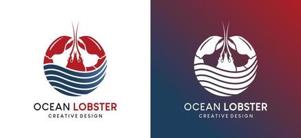 oceano aragosta logo design con linea arte concetto, aragosta ristorante o frutti di mare ristorante logo vettore illustrazione