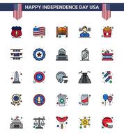 25 creativo Stati Uniti d'America icone moderno indipendenza segni e 4 ° luglio simboli di patatine fritte veloce porte bandiera uomo modificabile Stati Uniti d'America giorno vettore design elementi