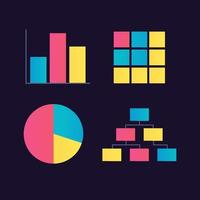 scientifico studi risultati Infografica grafico design modello impostato per buio tema. sociale sondaggi. pubblico opinioni. visivo dati presentazione. modificabile bar grafici e circolare diagrammi collezione vettore