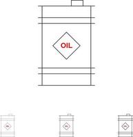 barile olio olio barile tossico grassetto e magro nero linea icona impostato vettore