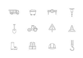 Delineare le icone di costruzione stradale vettore
