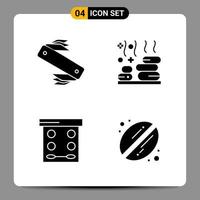 4 nero icona imballare glifo simboli segni per di risposta disegni su bianca sfondo 4 icone impostato creativo nero icona vettore sfondo