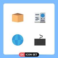 azione vettore icona imballare di 4 linea segni e simboli per scatola globo passaporto viaggio hardware modificabile vettore design elementi