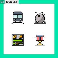 impostato di 4 moderno ui icone simboli segni per la metropolitana sistema mezzi di trasporto orbita modello modificabile vettore design elementi