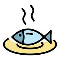 caldo cucinato pesce icona colore schema vettore