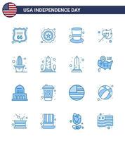 16 blu segni per Stati Uniti d'America indipendenza giorno fiore all'aperto americano incontro campeggio modificabile Stati Uniti d'America giorno vettore design elementi