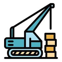 costruzione scavatrice icona colore schema vettore