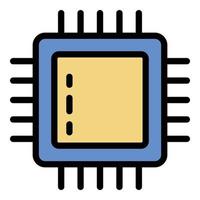 computer processore icona colore schema vettore