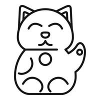 fortunato gatto animale icona schema vettore. Giappone neko vettore