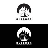 fuoco di bivacco logo disegno, campeggio vettore, legna fuoco e foresta design vettore
