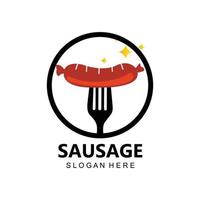 salsiccia logo, moderno cibo vettore, design per griglia cibo Marche, barbecue, salsiccia negozio, hot dog vettore
