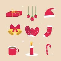 Natale elementi collezione piatto illustrazione, decorativo Natale illustrazione vettore