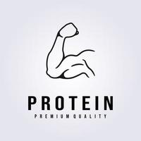 muscolo nutrizione proteina logo linea vettore illustrazione design