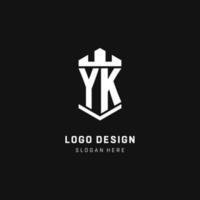 yk monogramma logo iniziale con corona e scudo guardia forma stile vettore