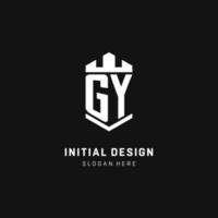 gy monogramma logo iniziale con corona e scudo guardia forma stile vettore