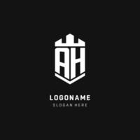 ah monogramma logo iniziale con corona e scudo guardia forma stile vettore