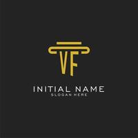 vf iniziale logo con semplice pilastro stile design vettore