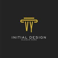 vy iniziale logo con semplice pilastro stile design vettore