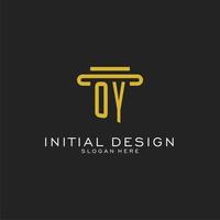 oy iniziale logo con semplice pilastro stile design vettore