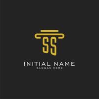 ss iniziale logo con semplice pilastro stile design vettore