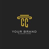 cc iniziale logo con semplice pilastro stile design vettore